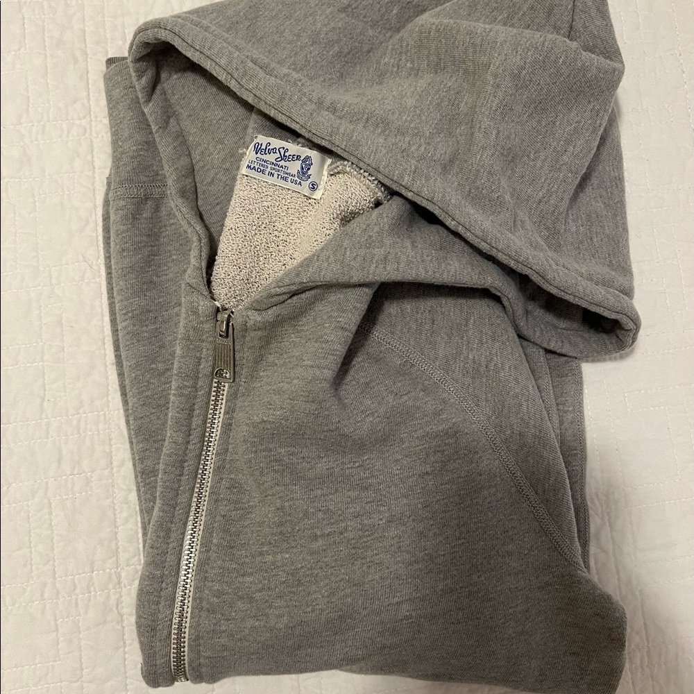 Velva Sheen 8oz Double Zip Hoodie Heather Grey Small